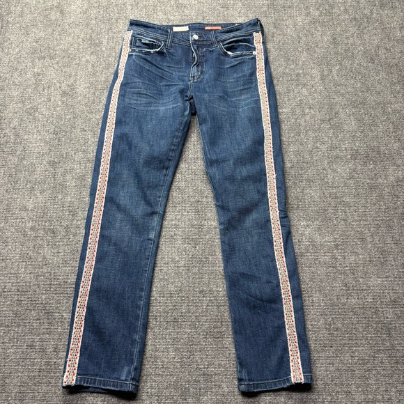 Pilcro Denim - PILCRO ANTHROPOLOGIE Jeans Womens 27 Blue SLIM Boyfriend Crop Embroidered